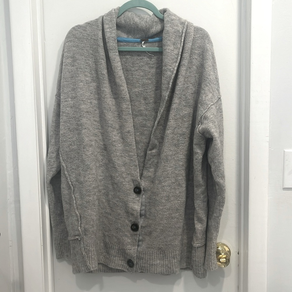 Free People Grey Oversized Cardigan size Small